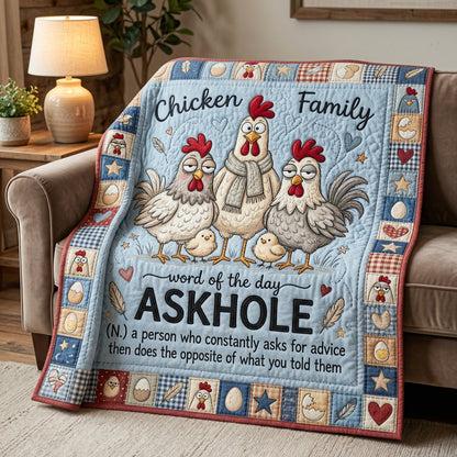 Funny Chicken Family Word Of The Day WN0604008CL Quilt