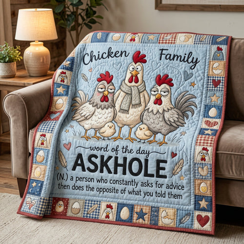 Funny Chicken Family Word Of The Day WN0604008CL Quilt
