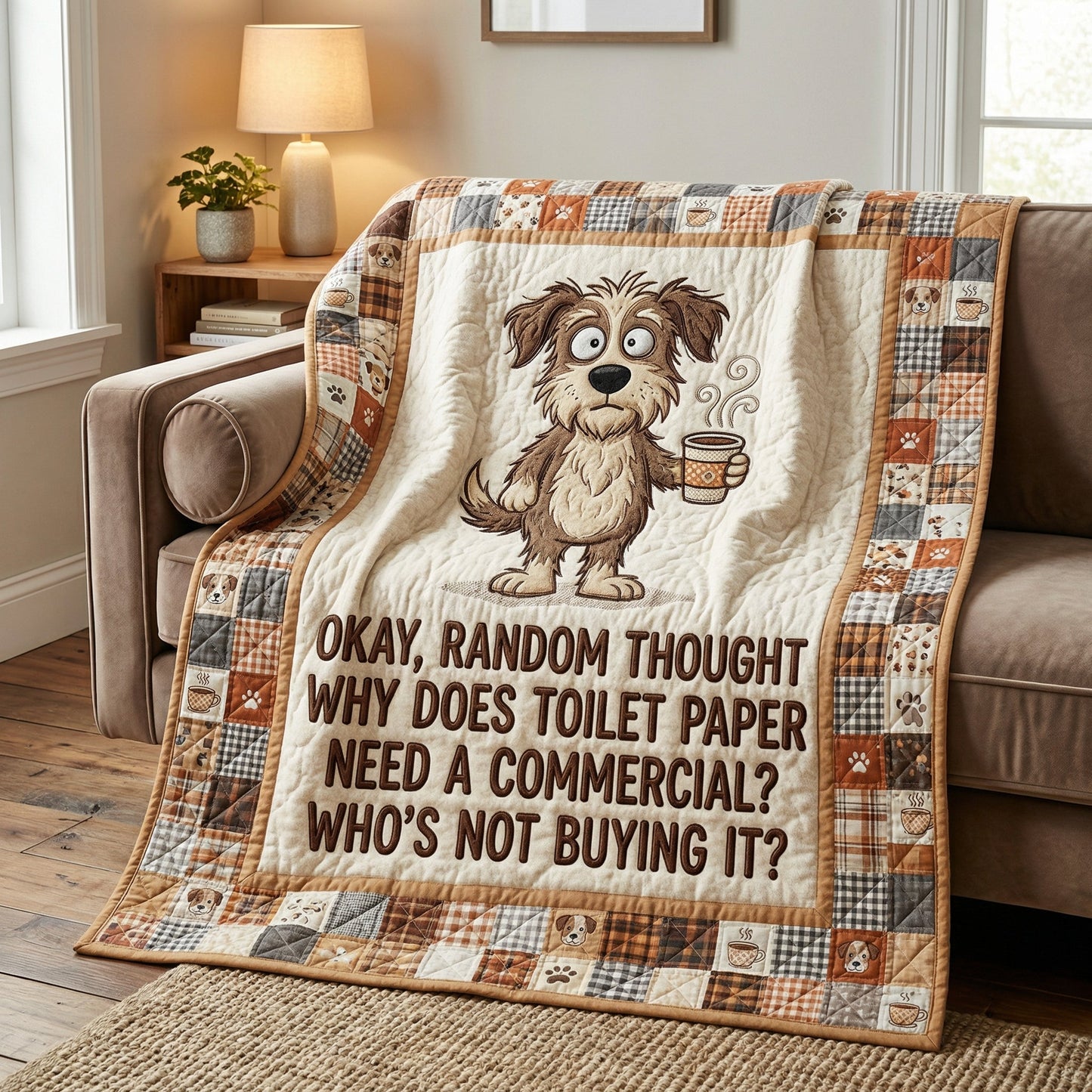 Funny Dog Coffee Thoughts WN0604010CL Quilt
