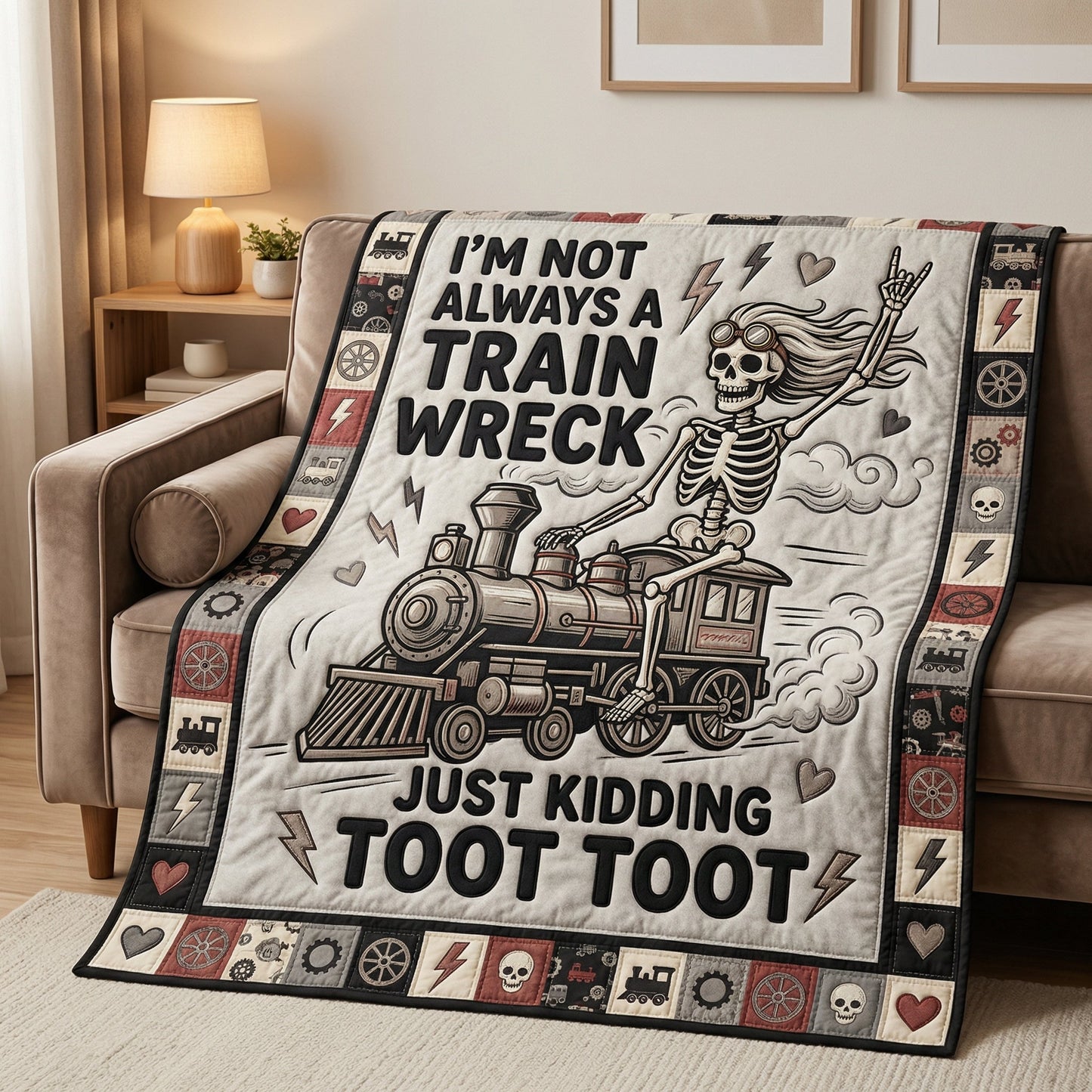 Funny Skeleton Train Wreck WN0604016CL Quilt
