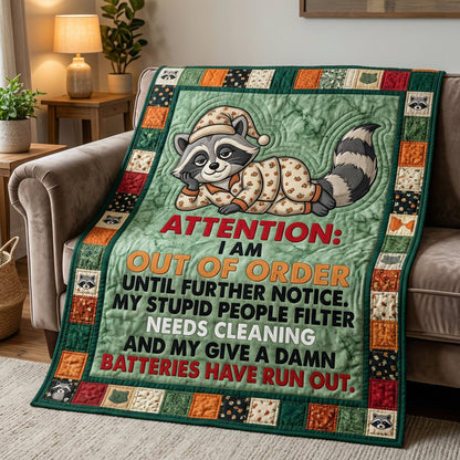 Funny Raccoon Out Of Order WN0604014CL Quilt