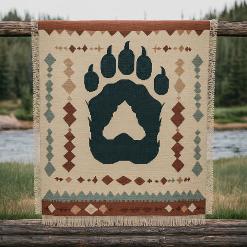Ancestral Bear WN2101001CL Woven Throw Blanket