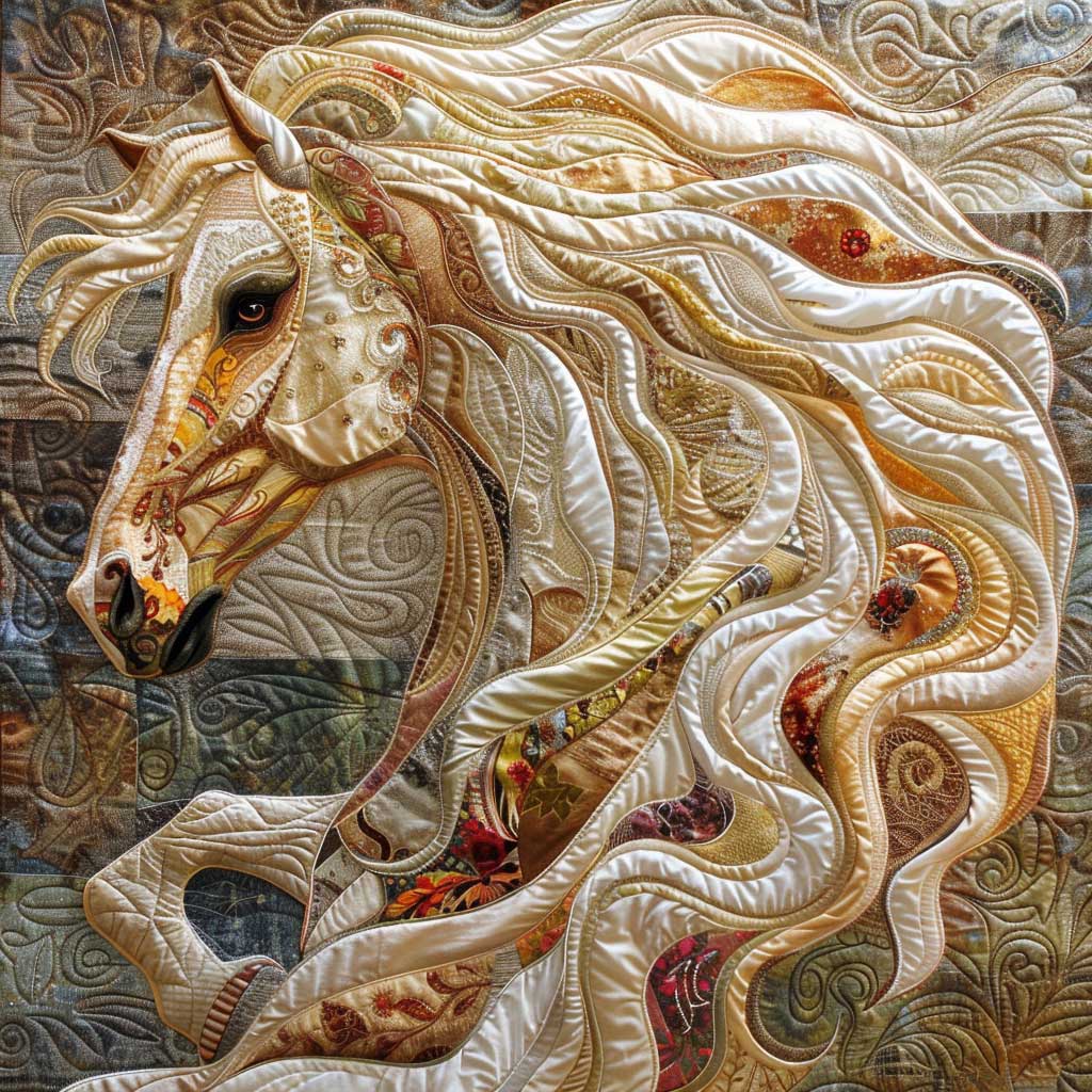 Artistic White Mane's Horse WM2008046CL Quilt