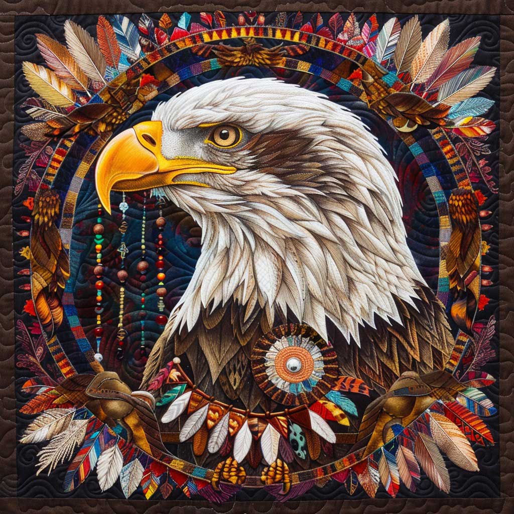 Bald Eagle And Feathers WM2408046CL Quilt