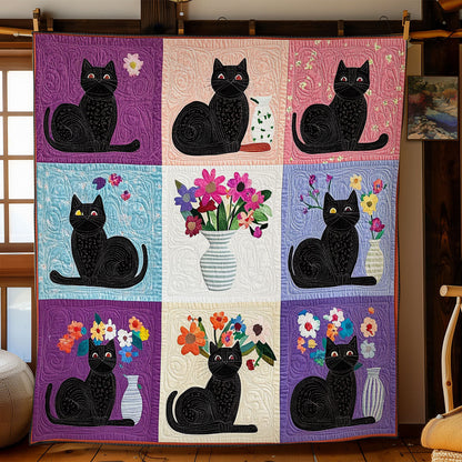 Black Cat And Vase WY1001106CL Quilt