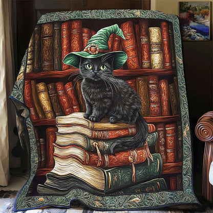 Black Cat In Library WY1001107CL Quilt