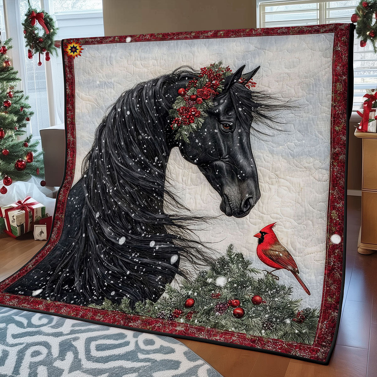 Black Horse And Cardinal WY2311070CL Quilt