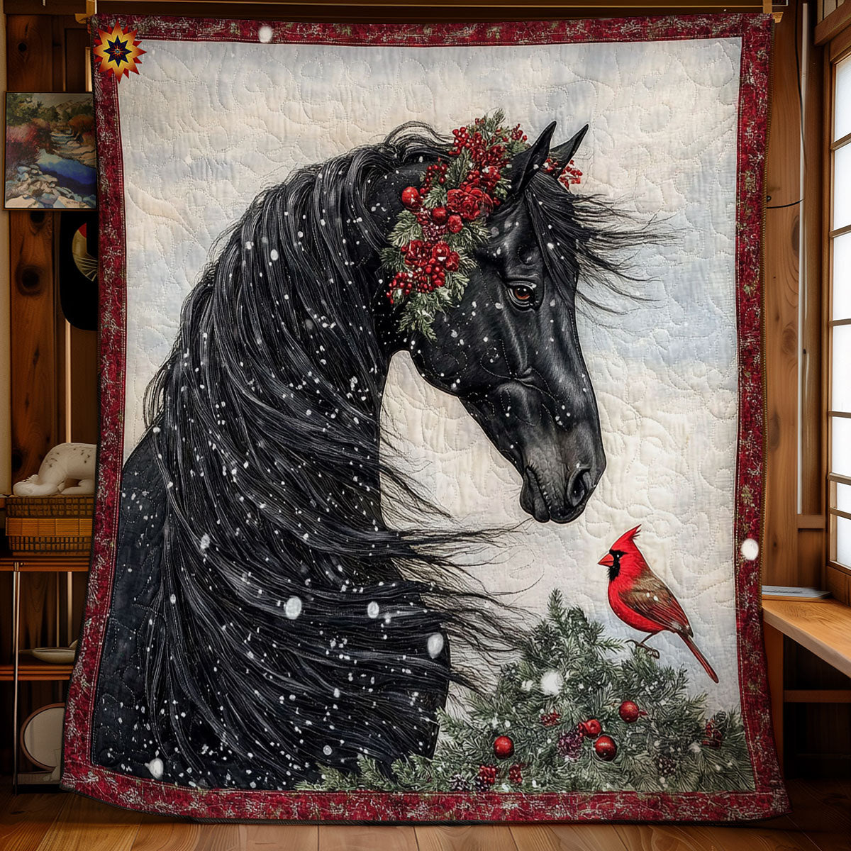 Black Horse And Cardinal WY2311070CL Quilt