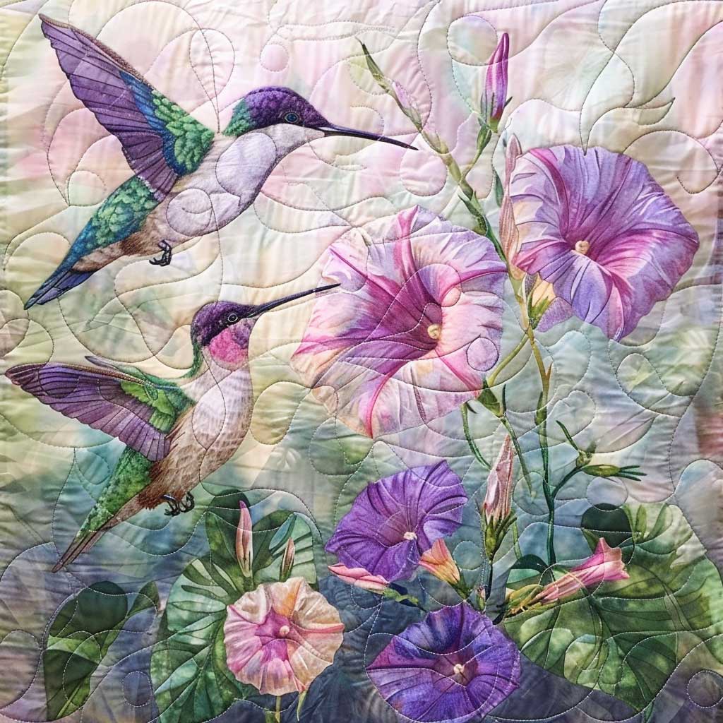 Blur Purple Morning Hummingbirds WM2008008CL Quilt