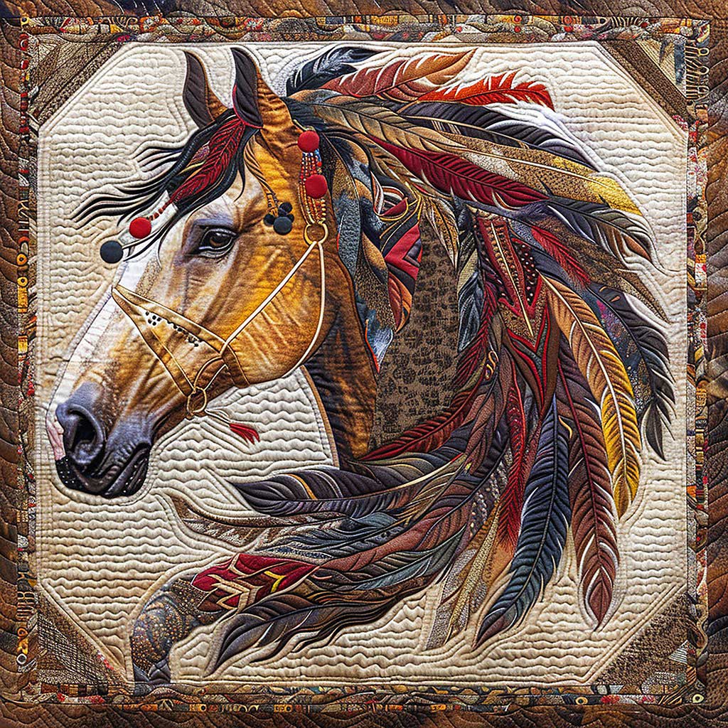 Brown Horse And Feather WM1308038CL Quilt