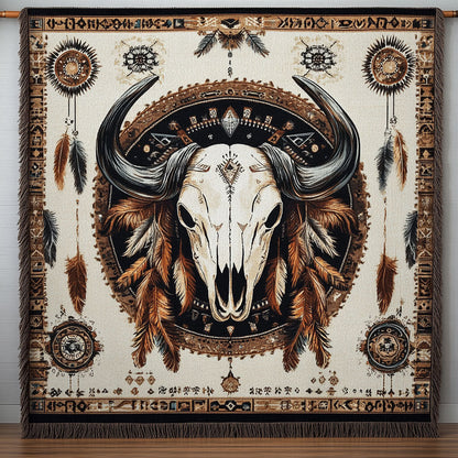 Buffalo Skull CW2601002CL Woven Throw Blanket