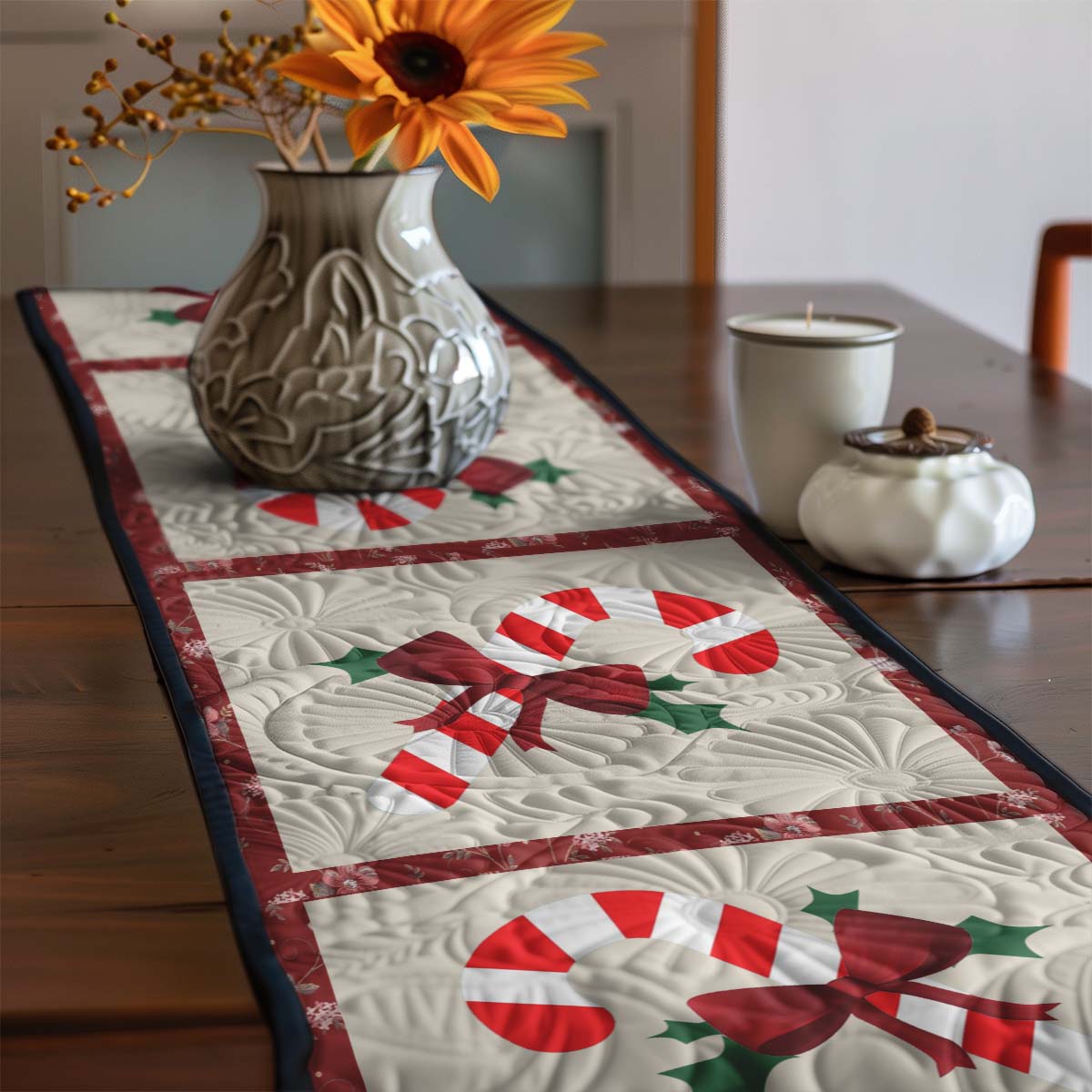 Candy Cane WJ0808050WQ Quilted Table Runner