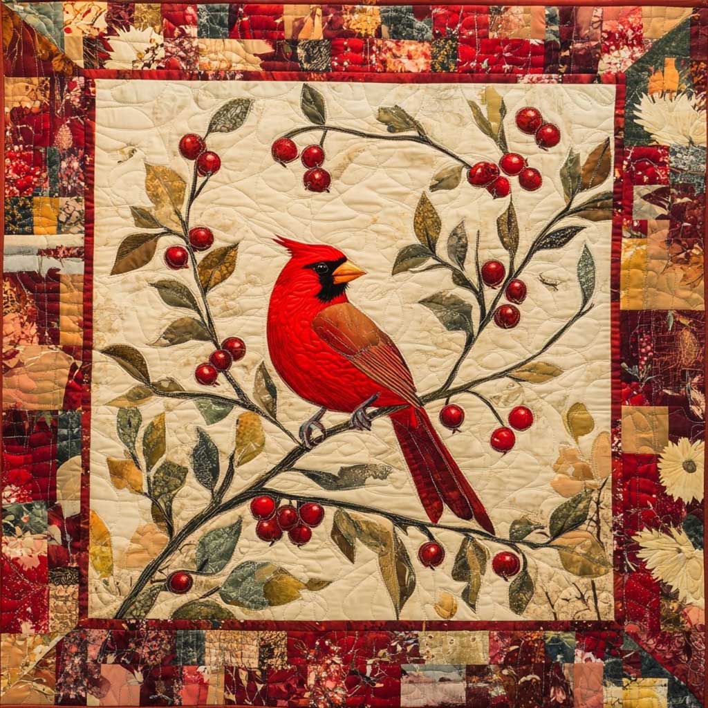 Cardinals And Berries WM0208004CL Quilt