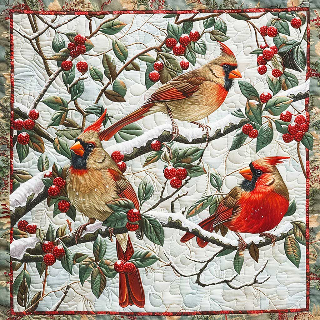 Cardinals And Berries WM1308017CL Quilt