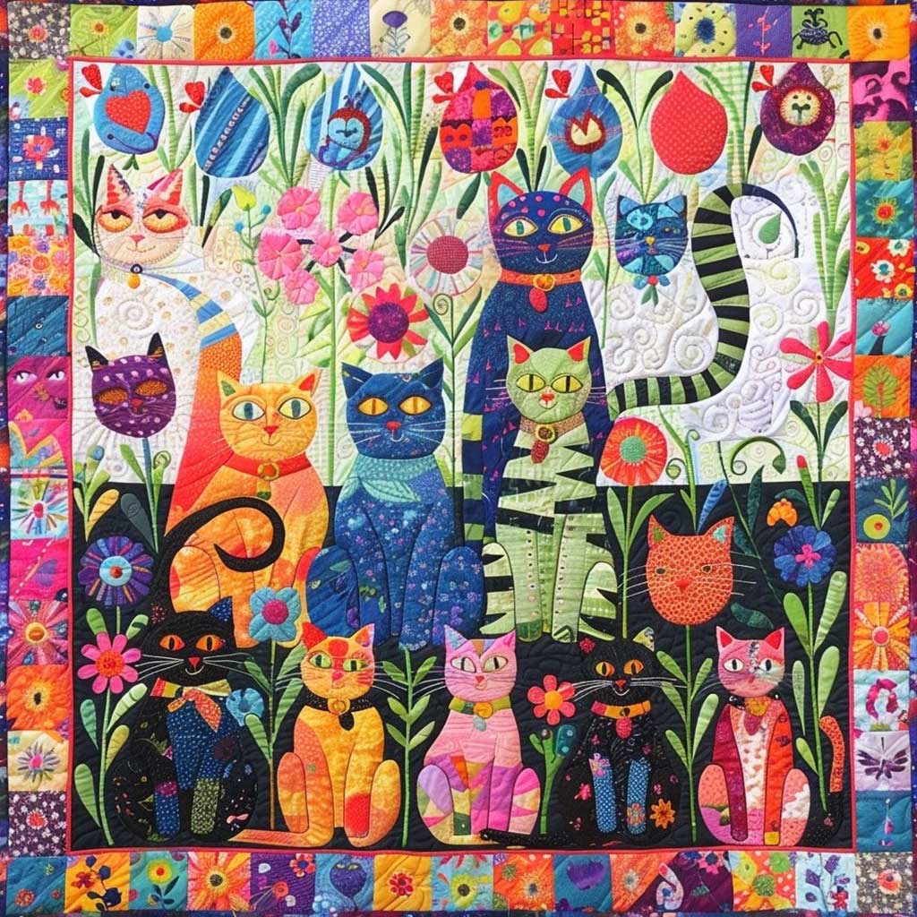 Cartoon Cat Garden WM0808015CL Quilt