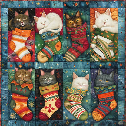 Cartoon Cats On Socks WM1908012CL Quilt