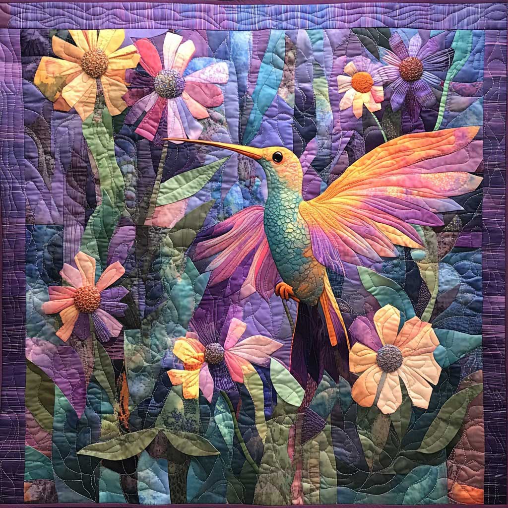 Cartoon Purple Hummingbird WM0808033CL Quilt