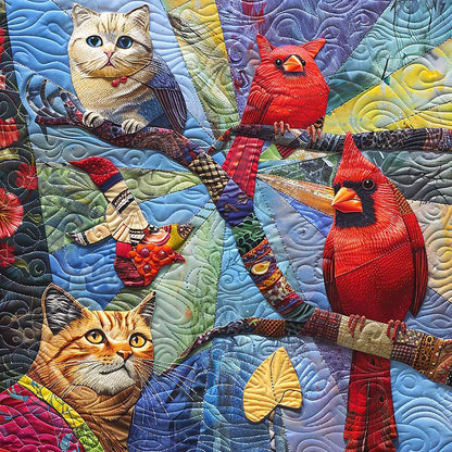 Cat And Red Birds WM1008043CL Quilt