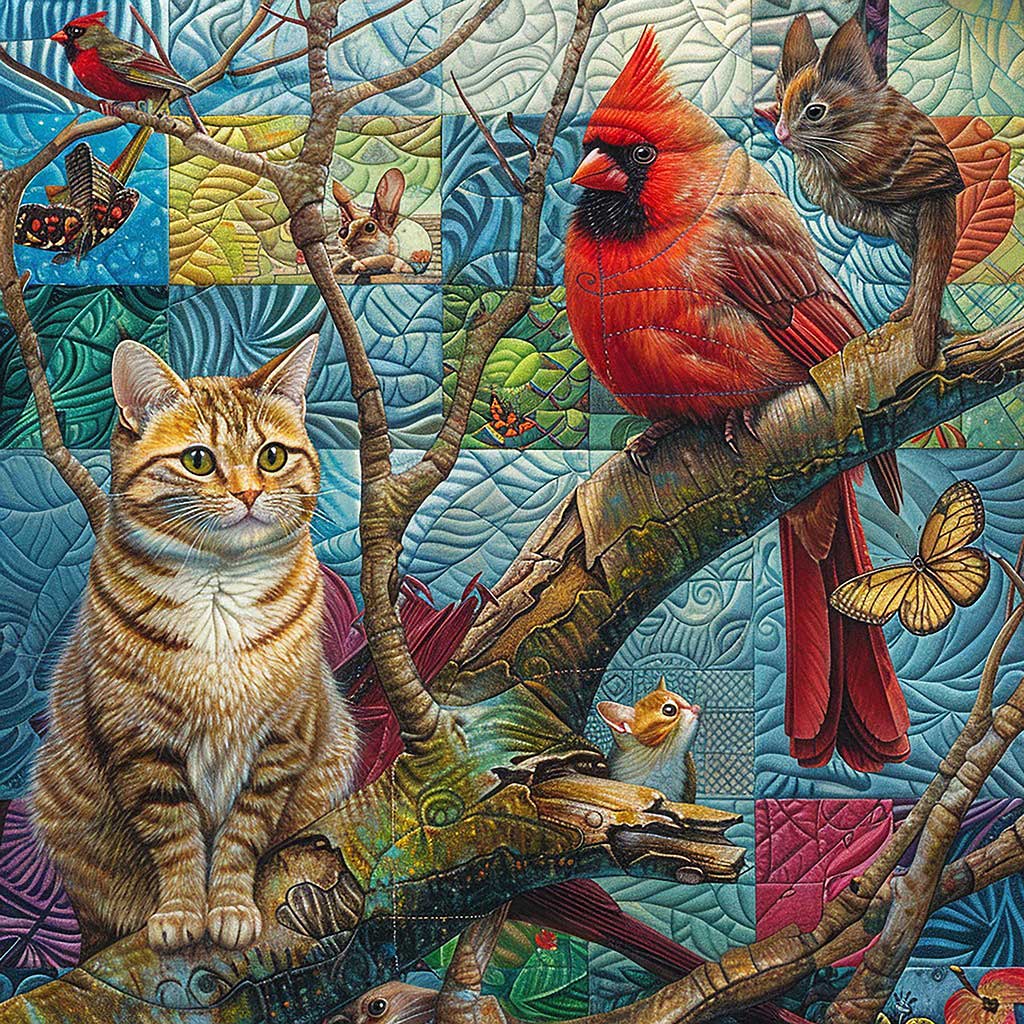 Cat And Red Friends WM1308032CL Quilt