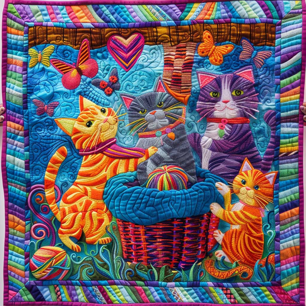 Cat In The Wool Basket WJ2008004CL Quilt