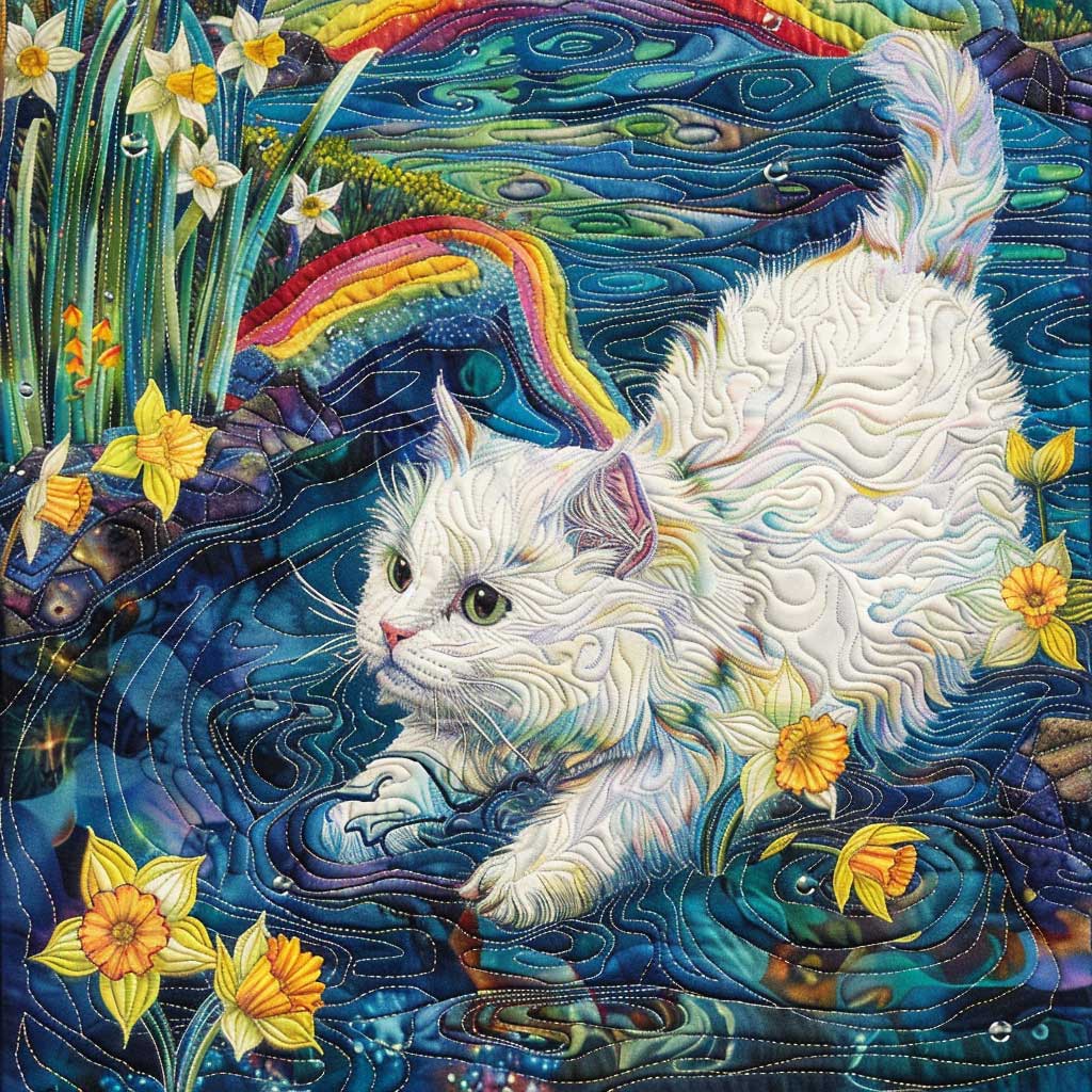 Cat Playing In The Water WJ2708005CL Quilt