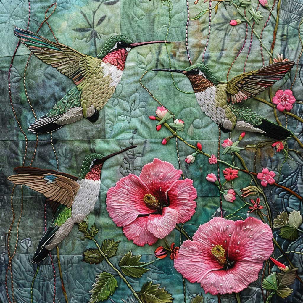 Charming Embroidy Hummingbirds WM2308011CL Quilt