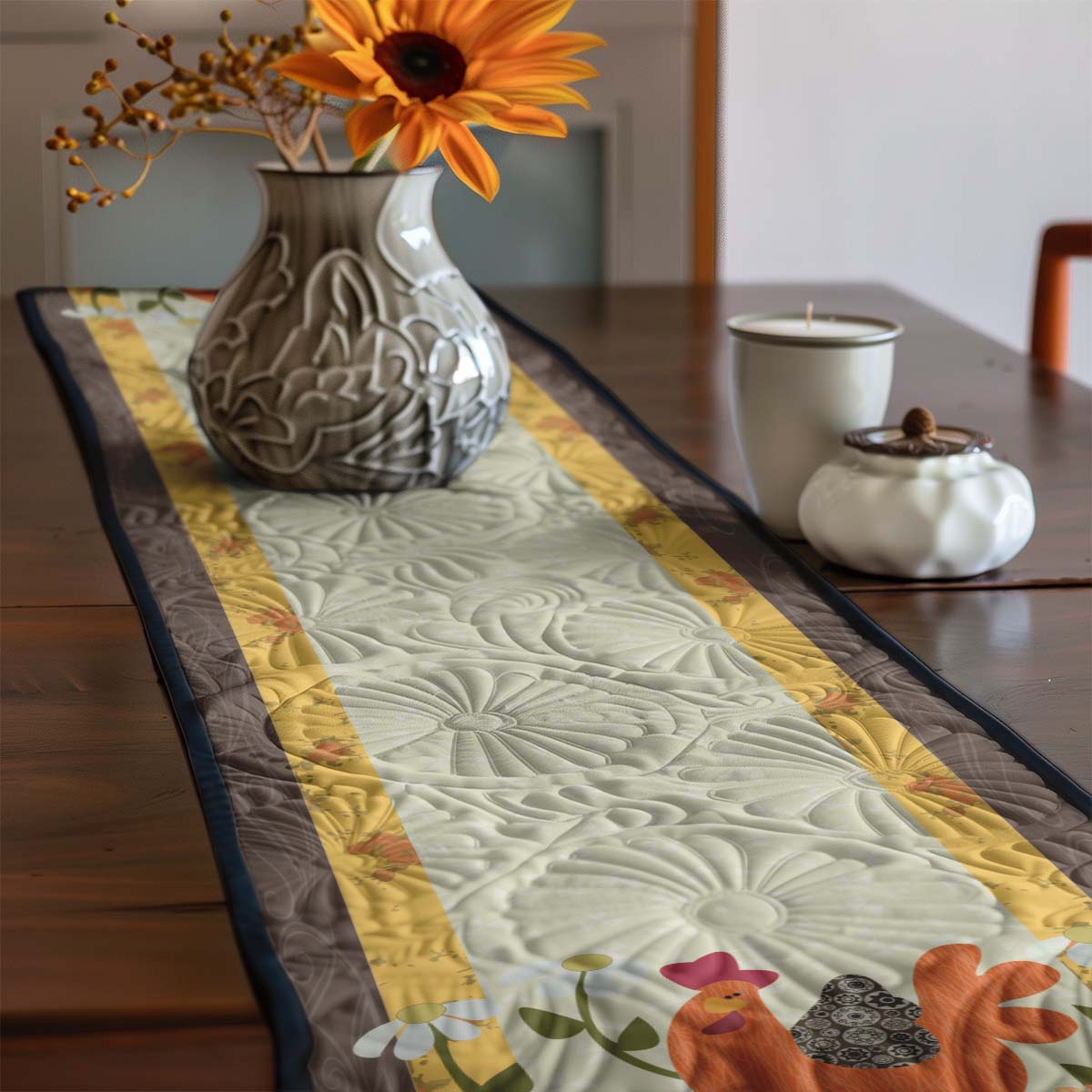 Chicken WJ3007049WL Quilted Table Runner