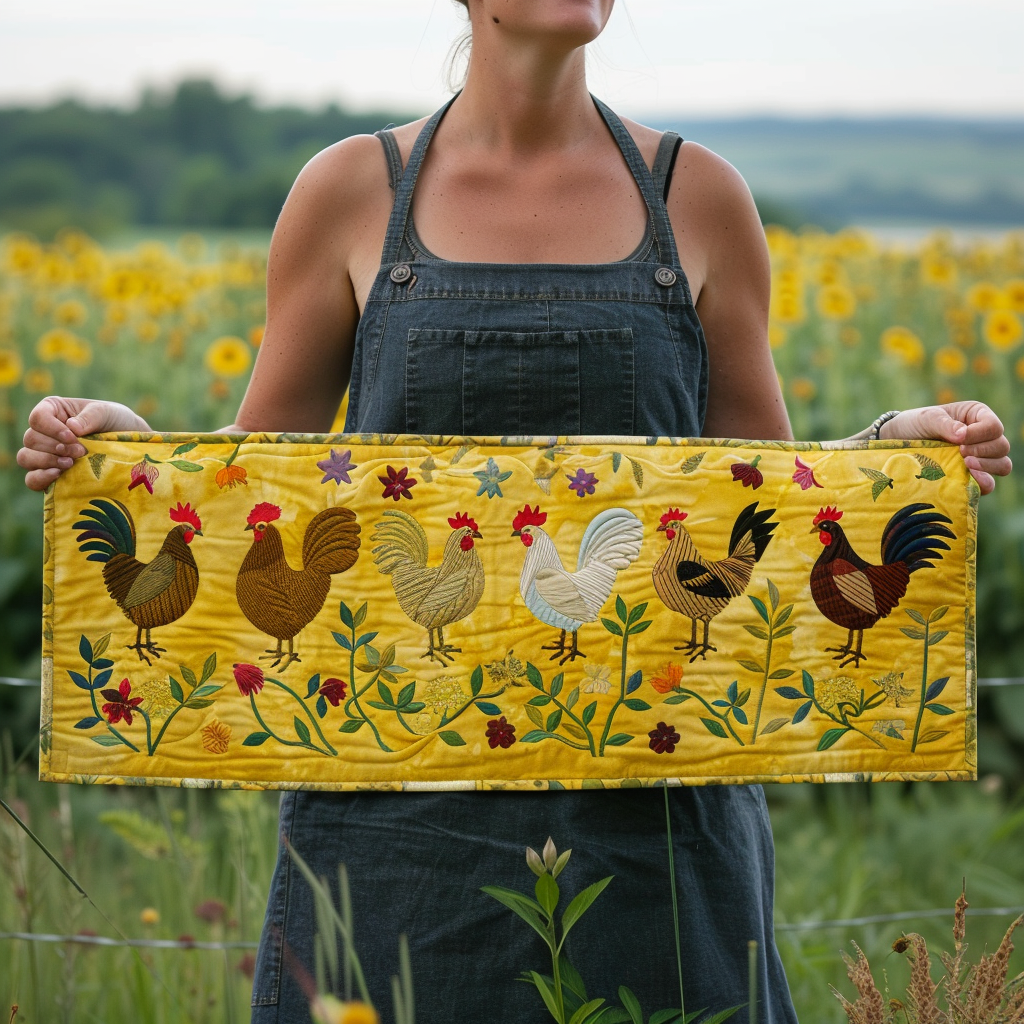 Chicken WJ0708049CL Quilted Table Runner