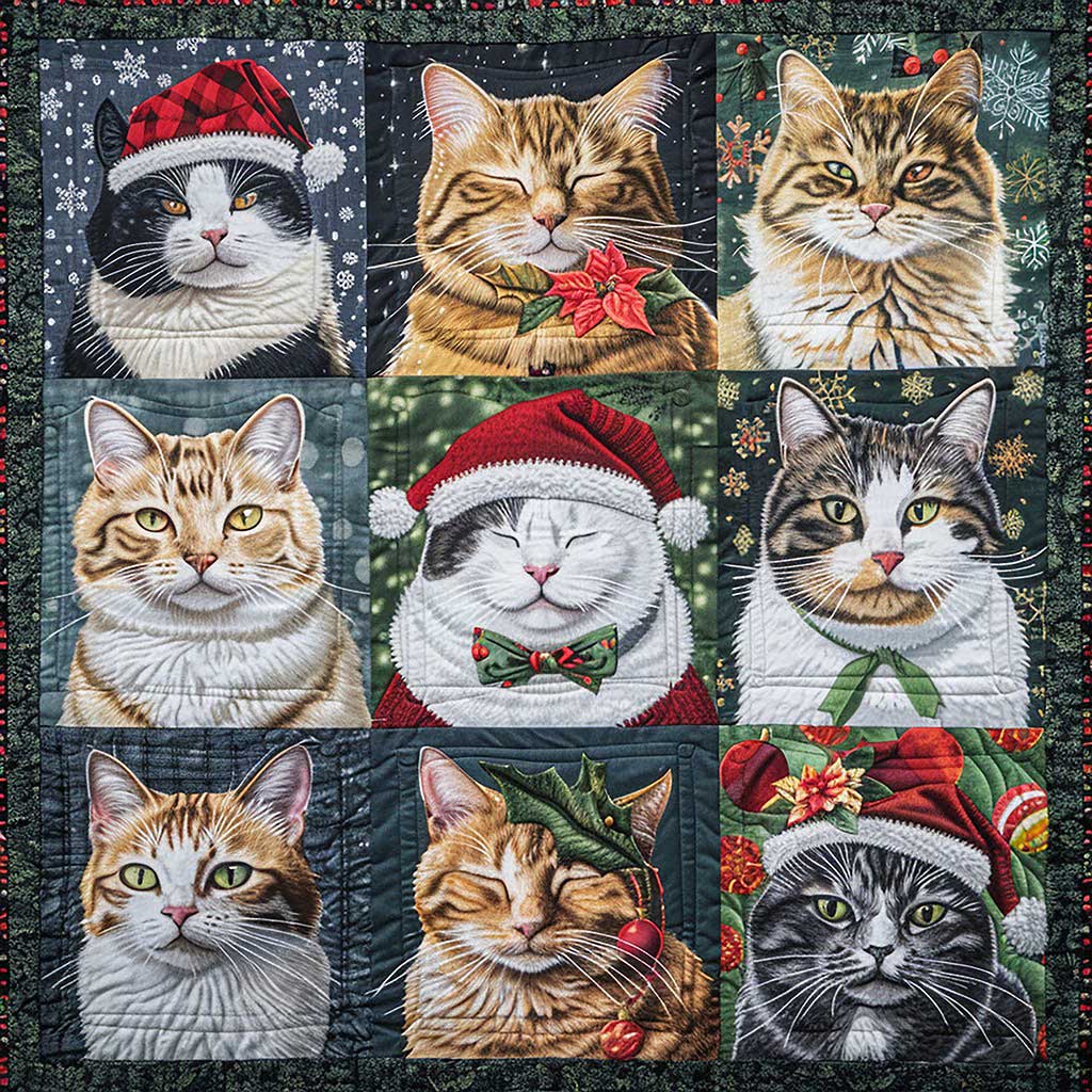 Christmas Cat And Gift WM1508020CL Quilt