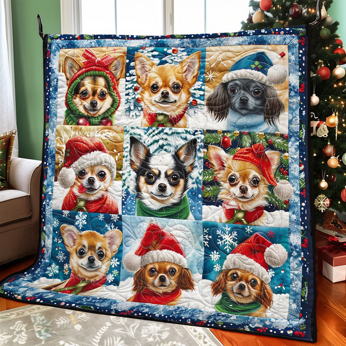 Chihuahua And Christmas WO1508023CL Quilt