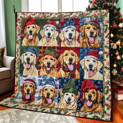 Joyful Goldens At Christmas  WO1508005CL Quilt