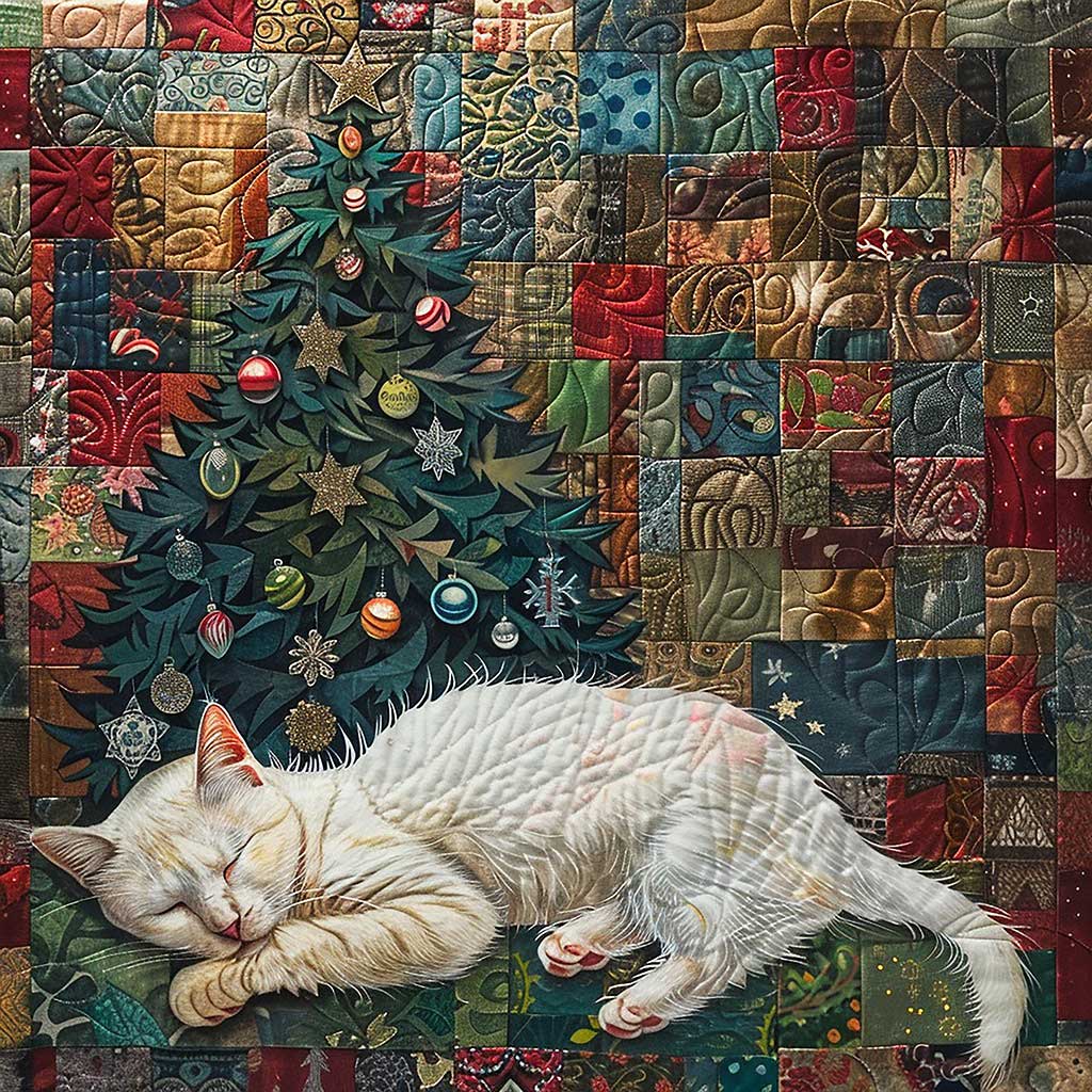 Christmas Sleeping Cat WM13080010CL Quilt