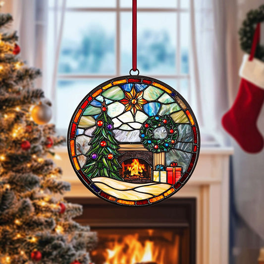 Christmas Tree WJ1210037CL Stained Glass Suncatcher