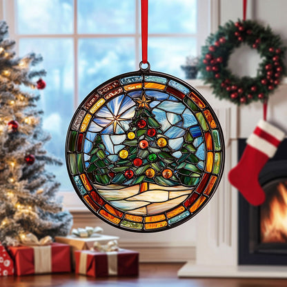 Christmas Tree WJ1210038CL Stained Glass Suncatcher