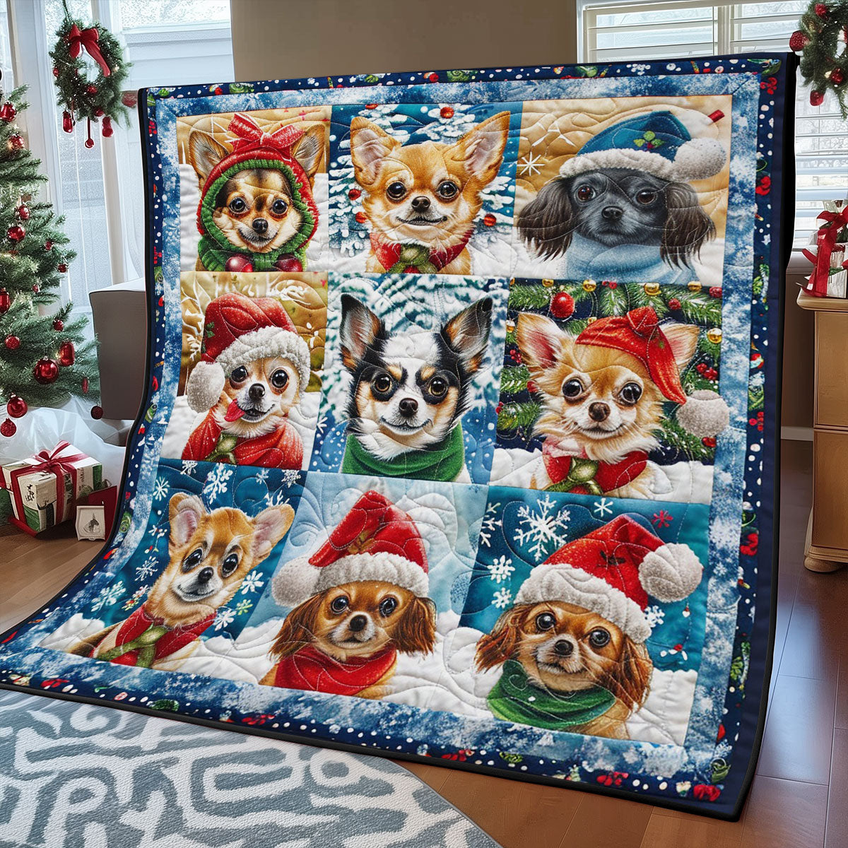 Chihuahua And Christmas WO1508023CL Quilt