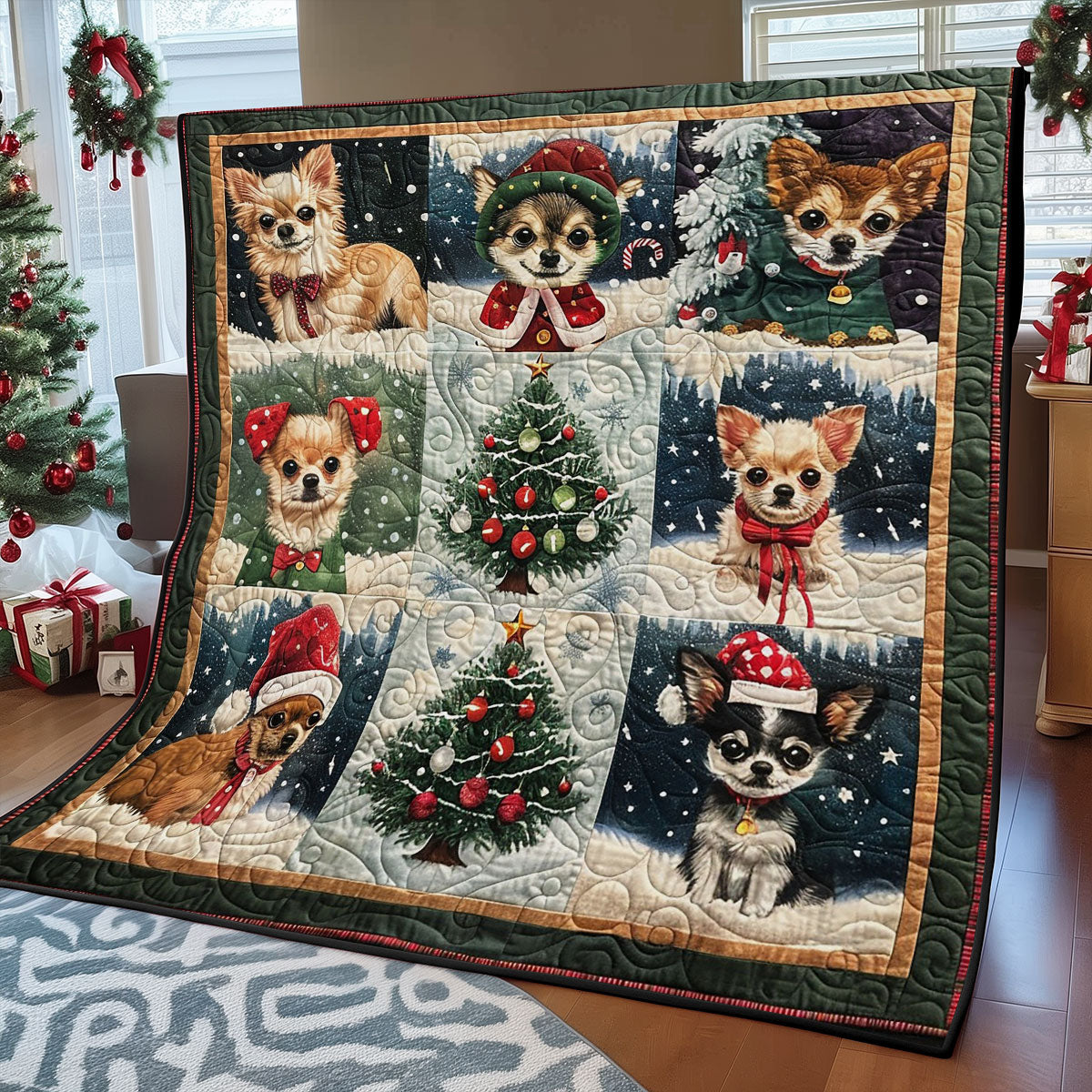 Chihuahua Celebrate Christmas WO1508022CL Quilt