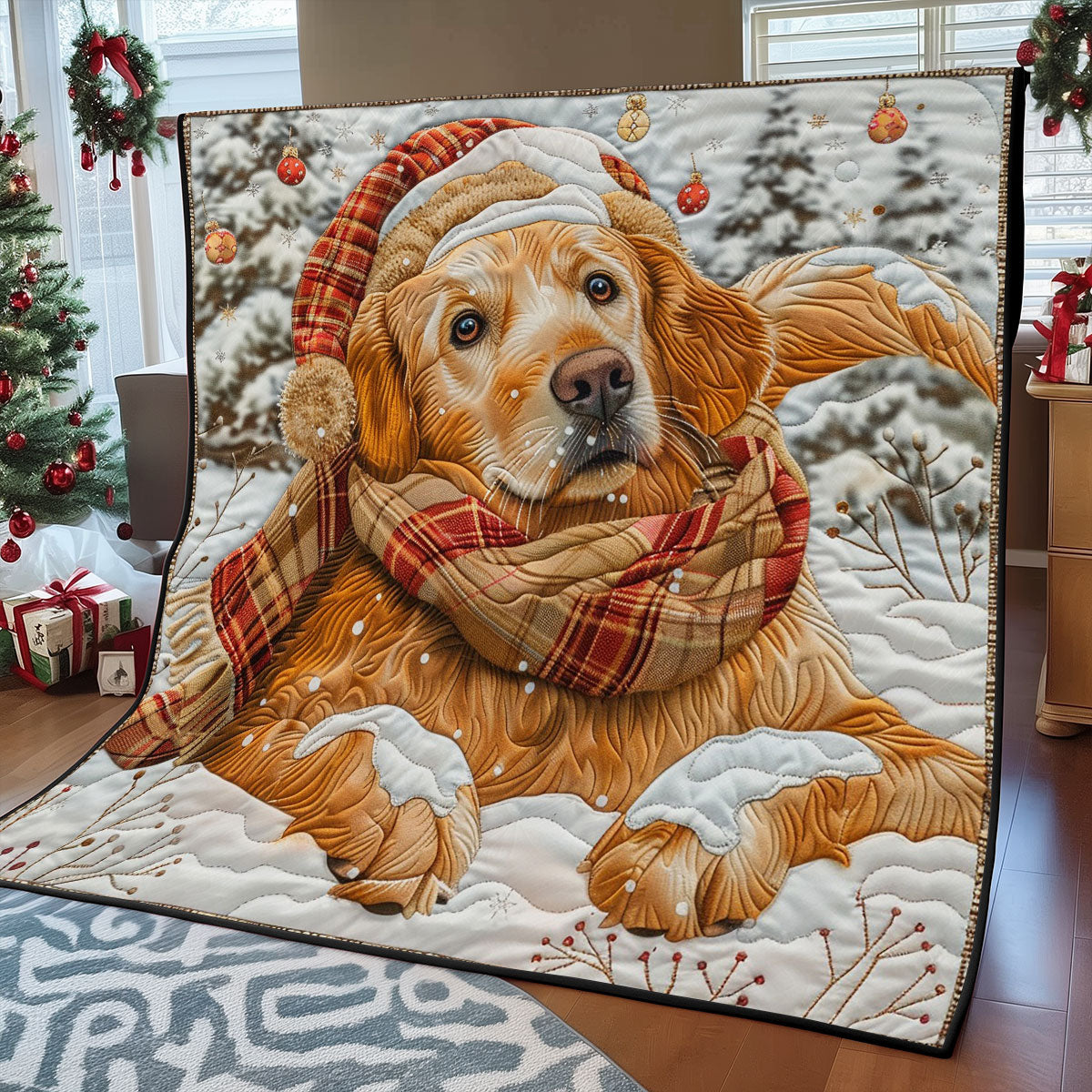 Golden Retriever Warm Winter WO1408019CL Quilt