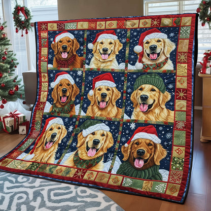 Golden Retrievers' Festive Joy WO1508004CL Quilt