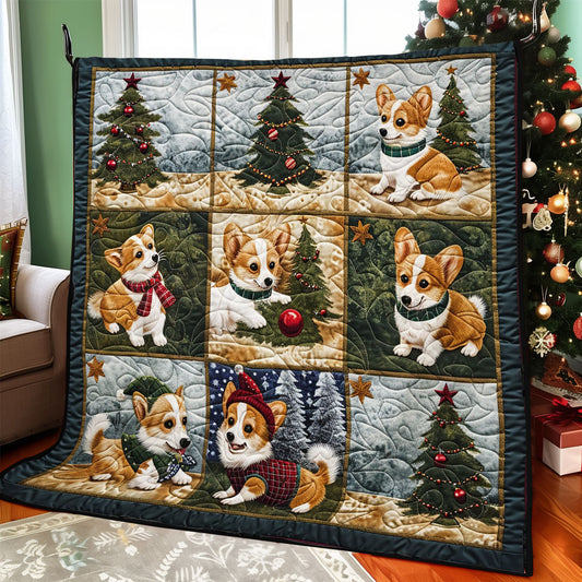 Corgi And Christmas Tree WO1908004CL Quilt