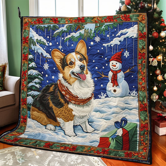 Corgi And Snowman WO2208007CL Quilt