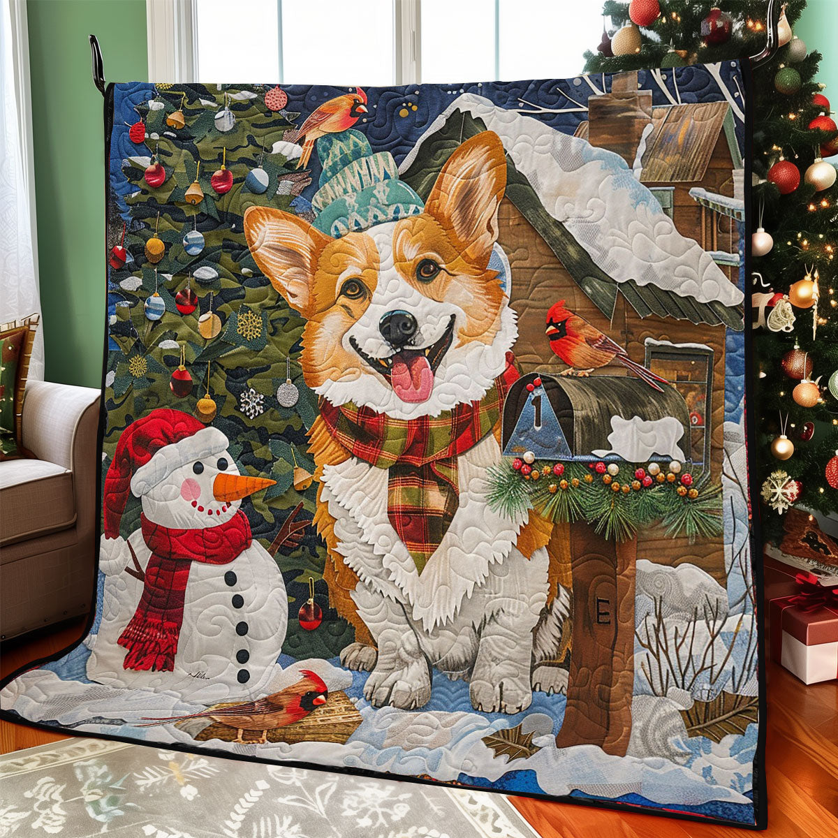 Corgi And Snowman WO2908022CL Quilt