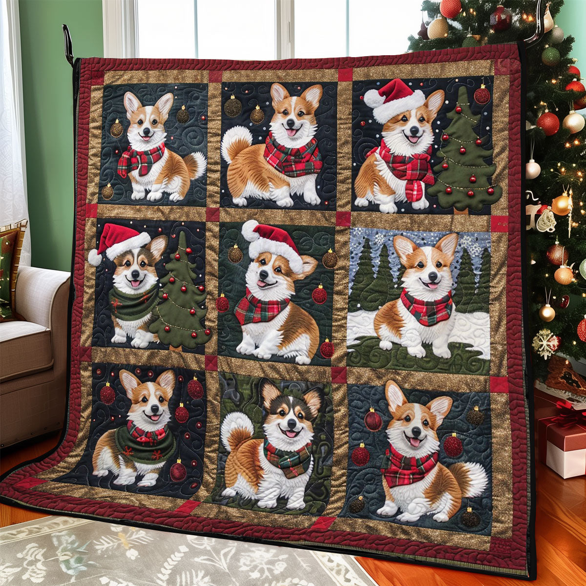 Corgi Holiday Cheer WO1908002CL Quilt