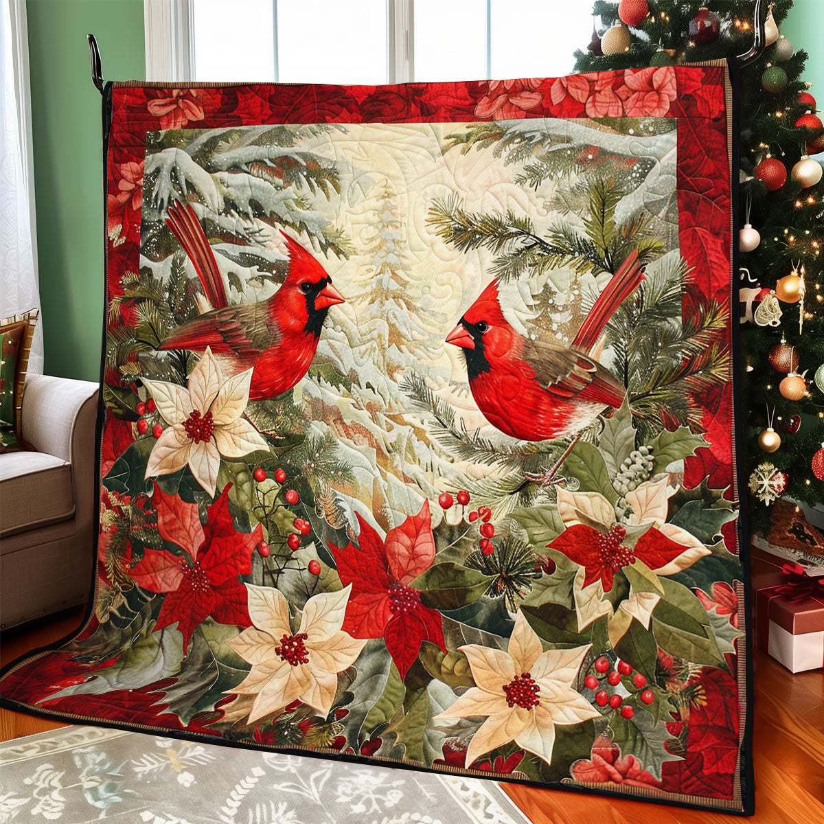 Nature's Cardinal Canvas WO2008009CL Quilt