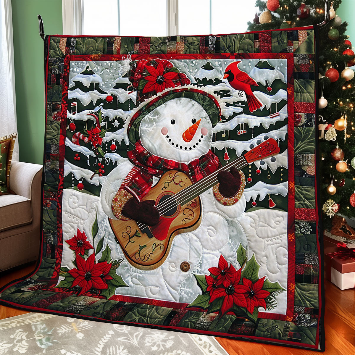 Snowman Playing Guitar WO2608018CL Quilt