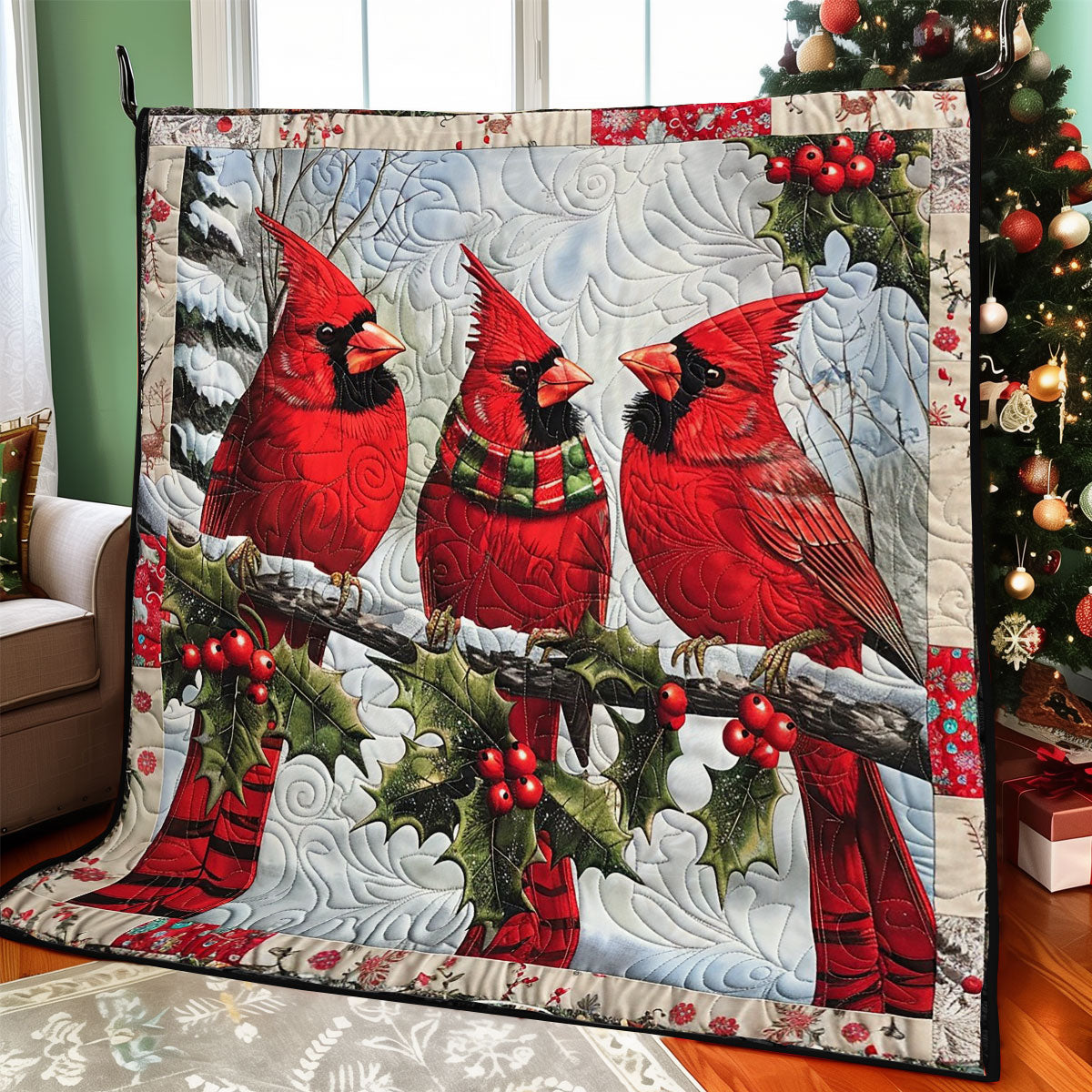 Snowy Cardinals WO2308003CL Quilt