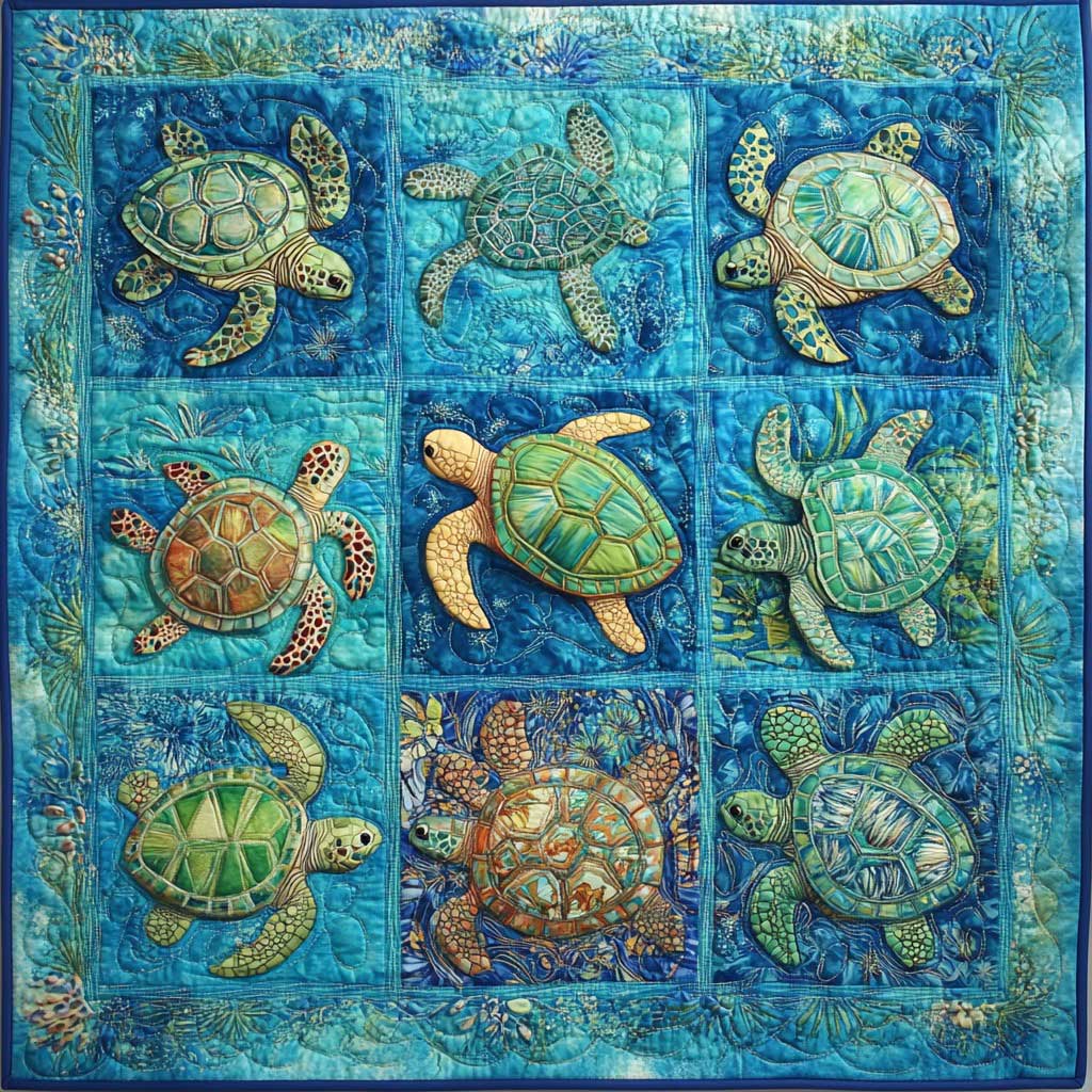 Clean Ocean Sea Turtle Tour WM2308019CL Quilt