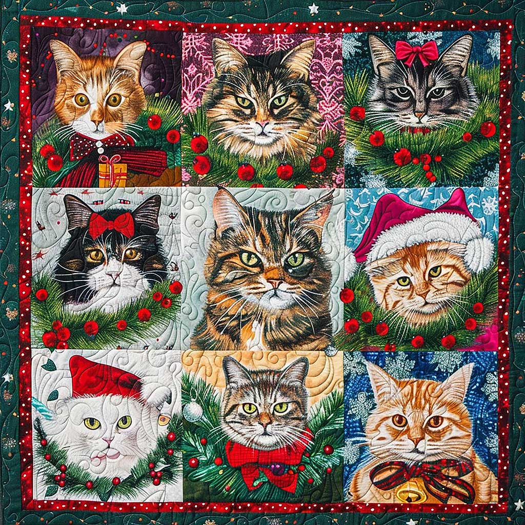 Coddle Christmas Cat WM1608003CL Quilt