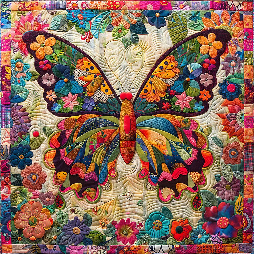 Color Floral Butterfly WM1408010CL Quilt