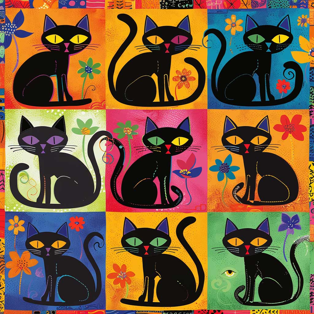 Colorful Cats WJ2108009CL Quilt