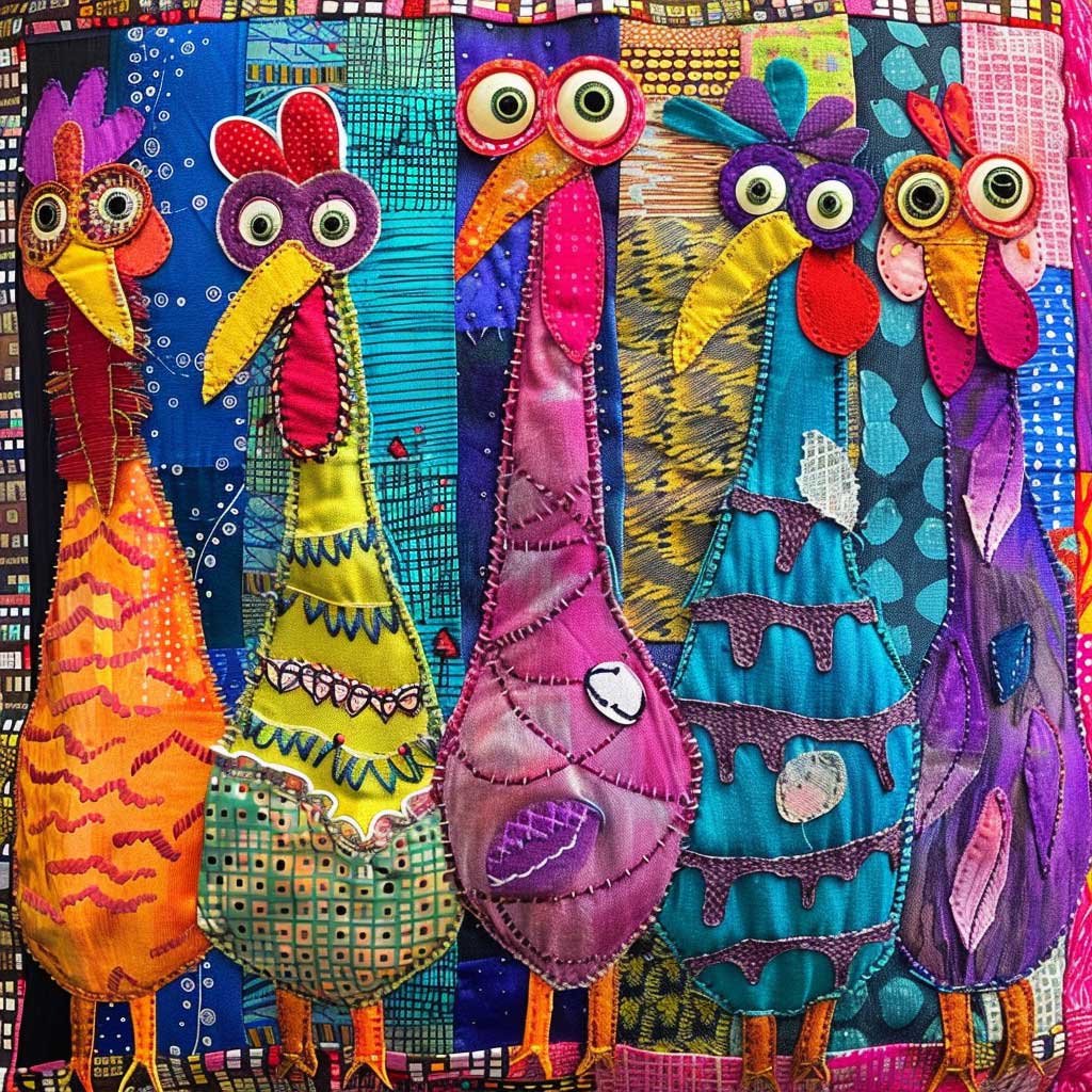 Colorful Chicken WJ1508009CL Quilt